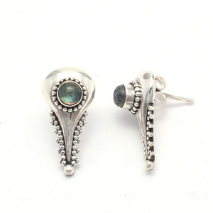 Labradorite gemstone earrings bohemian style Labradorite gemstone design dangle <b>stud</b> earrings for women earring - Product Image 1