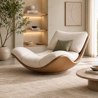 Fauteuil d'appoint moderne rembourré avec structure en bois massif, chaise de lecture confortable pour hôtel, chambre, salon, bureau
