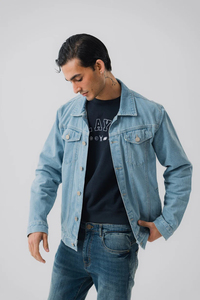 Veste en jean personnalisée de haute qualité pour hommes Nouvelle veste en jean longue en laine et coton élégante OEM vente en gros de vêtements décontractés pour garçons - Product Image 2