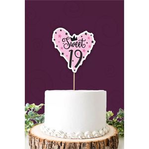 Dolce 19 Topper torta rosa-nero * carta spessa
