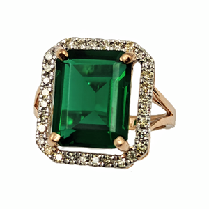 Elegantes Anillos de Diamantes de Moda con Rubí Cultivado en Laboratorio de 0.52 Ct, Corte Brillante Redondo, con Piedras Laterales de Oro Amarillo, Certificados por IGI, para Mujer - Product Image 1