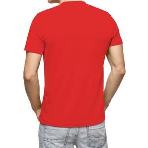 Camiseta de manga corta con cuello redondo para hombre Camiseta de algodón liso sólido Tamaño grande y alto disponible - Product Image 3