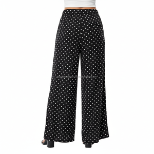 Pantalon large taille haute pour femme, imprimé floral, style mousseline, doux, léger, coupe décontractée, hiver - Product Image 2
