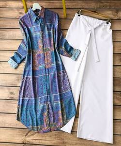 ÚLTIMO TOP IMPRESO DIGITAL DE RAYÓN CON PALAZZO ROPA CASUAL PRECIO AL POR MAYOR ROPA ÉTNICA - Product Image 1