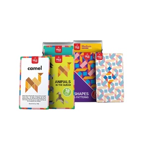 Safe Arabic Letters Educational Toys for Travel With 21 Magnetic Wooden Shapes 28 <b>Puzzle</b> Cards TAKVA Little Musafir <b>Tangram</b> Set - Product Image 3