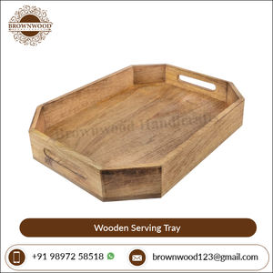 Élégant plateau de service octogonal en bois d'acacia fait à la main, parfait pour la maison, la table à manger, la cuisine, le fournisseur indien. - Product Image 5