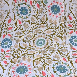 Tapisserie Murale Indienne Suzani En Coton - Broderie 60x90 Pouces - Art Mural Floral