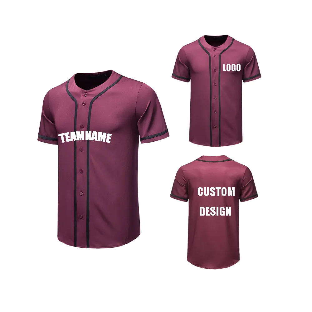 Wholesale Cheap Blank Custom Baseball Tshirt 100% Polyester Baseball Jersey Team Game Uniforms