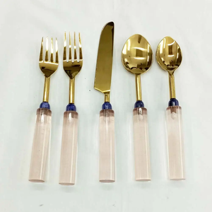 Brass Knife Fork Flatware Spoon Wedding Cutlery <b>Set</b> Stainless Steel Flatware <b>Sets</b> <b>for</b> resin Handle and <b>Sale</b> - Product Image 4