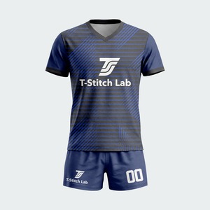 Nuova Elegante Divisa da Calcio 100% Poliestere ad Asciugatura Rapida, Manica Corta, Nome Squadra Personalizzato, Stampa a Trasferimento Termico, Collo a V, per Squadre Professionali - Product Image 5