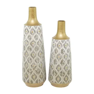 Ensemble de vases métalliques dorés faits à la main, vase d'accent de sol le plus vendu pour la décoration de table de mariage dans le salon - Product Image 1