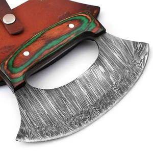 Cuchillo Ulu de Acero de Damasco, Forjado a Mano, Hoja de Espiga Completa, para Diestros, con Mango de Madera, Apto para Lavavajillas, para Tareas Diarias de Cocina - Product Image 6