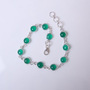 925 <b>Solid</b> Stone Best Quality Wedding Gift <b>Bracelet</b> 925 Sterling <b>Silver</b> Handmade Gemstone Green Onyx Spinner <b>Bracelet</b> Jewelry - Product Image 3