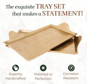 Bandejas decorativas doradas Bandeja de barra rectangular para sala de estar Bandejas de mesa otomana y de centro para velas Licor y centros de mesa - Product Image 4