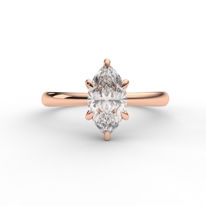 Bague solitaire vintage classique avec diamant de laboratoire taille marquise, monture minimaliste en or jaune/blanc/rose 14 carats plaqué rhodium - Product Image 5