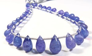 Top Grade 10 Strand Polished Teardrop Beads 6-11mm Natural Blue Tanzanite Smooth African Gemstones Loose Heat Treated Pleochroic - Product Image 3