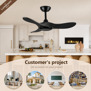 36 Inch Black Ceiling Fan Without <b>Light</b>, 3 Solid Wood Blades, Downrod Mount, Reversible DC Motor with <b>Remote</b> <b>Control</b> for Bedroom - Product Image 4