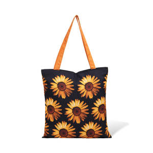 Bolsas de Mano Personalizables de Lona de Algodón con Cierre y Diseño de Girasol para Damas, Ligeras, Reutilizables, Plegables, con Impresión Digital Completa - Product Image 4