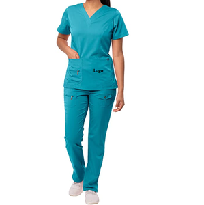 Ensemble de gommage pour femmes, Top à col en V amélioré et pantalon à poches multiples, uniforme pour hôpital, vente en gros - Product Image 5