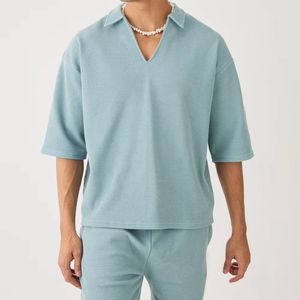 Nouveauté, logo personnalisé, shorts en coton 320 g/m², délavés au soleil, lavage à l'acide, double taille, cordon de serrage, shorts surdimensionnés vintage pour hommes - Product Image 4