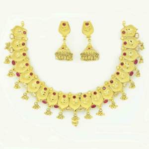 Juego de Joyería de Collar y Aretes para Mujer con Diseño Floral Tradicional Chapado en Oro de 14K, 18K y 24K, Latón Dorado, Venta al por Mayor - Product Image 3