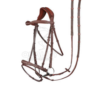 Bride de cheval de style nouveau en cuir rembourré avec bride muserolle pour vêtements de cheval fabriqués au Pakistan - Product Image 1