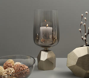 Bougeoir en verre élégant en métal doré Accueil Hôtel Salon-Lanternes de table décoratives Bocaux en bois Éclairage de Noël - Product Image 4