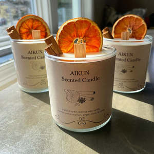 Bougie parfumée artisanale AIKUN avec cire de soja naturelle, combustion propre, bougie d'aromathérapie pour les fêtes, Diwali, chambre à coucher, salon, spa - Product Image 2