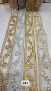 Rubans gros-grain brodés en miroir imprimés en feuille d'or sur mesure lacets couleurs uniques pour les magasins de décorations de robes de mariée - Product Image 2