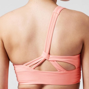 Sujetador deportivo corto hueco de un hombro acanalado Reversible para mujer de alta calidad personalizado Yog Fitness Crop Active Wear acolchado de talla grande - Product Image 3