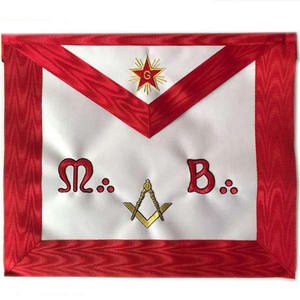 Venta al por mayor Red Lodge Delantal Plata Bordado hecho a mano Masonic Regalia Past Master Delantal Master Precio de fábrica - Product Image 1