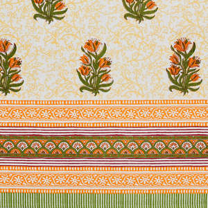 Premium 275 Cm Hand Block Print Algodón Daylight Cortinas largas para puertas Ojales de flores amarillas Producto Premium para cortinas de cenefas - Product Image 4