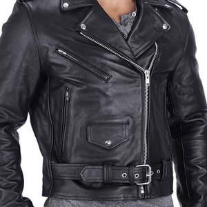Genuine Leather jacket for men <b>All</b> Sizes with Custom Logo and Label High Quality Classic College Style trucker Leather Jackets - Product Image 4