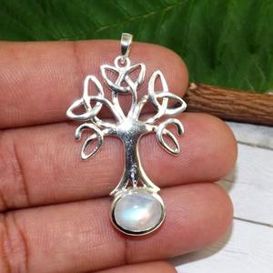 Meilleur cadeau de qualité pour les filles pendentif de conception simple pierre de lune pendentif en pierre précieuse en argent sterling 925 avec bijoux de timbre 925 - Product Image 4