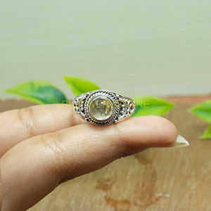Bague en quartz rutile doré, bague en argent sterling 925, design artisanal, bagues de fiançailles et de mariage pour femmes, cadeau de Noël et d'anniversaire - Product Image 4