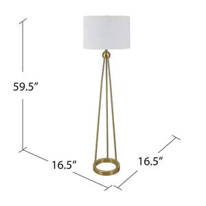 Sonder Lampe sur pied trépied moderne en fer doré de 60 pouces avec abat-jour de tambour en lin Lumière LED pour application de bureau - Product Image 3