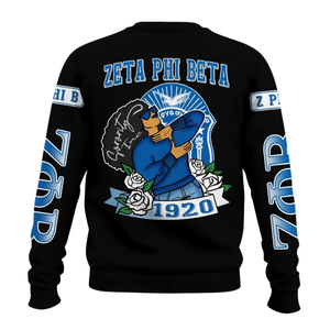 Sudadera de Cuello Redondo de Invierno de la Hermandad Griega Zeta Phi Beta 1920, Bordado Frontal, 100% Algodón, Felpa, para Mujer - Product Image 2