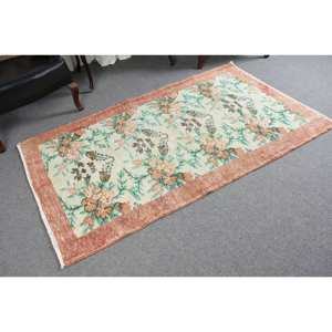 Classique Beige Orange 3.7 X 6.5ft tapis turc Boho Patchwork Design pour entrée à la main laine Viscose couloir maison vie Latex - Product Image 2