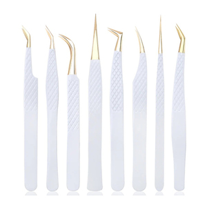 Pinzas de extensión de pestañas de acero inoxidable personalizables al por mayor, aplicador de etiqueta privada puntiagudo para Volumen de cejas - Product Image 1