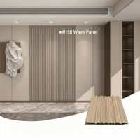 Panneau mural ondulé en bois naturel à grain de bois, panneau en fibre de bambou pour la décoration murale du salon d'une villa de luxe
