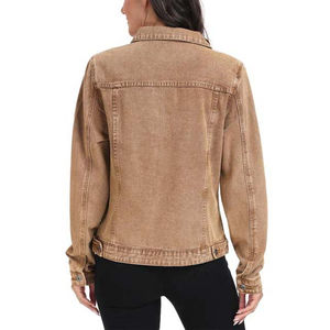 Chaqueta Vaquera de Alta Calidad para Mujer, Abrigo Personalizado de Otoño Invierno con Tela Tejida, Color Liso Teñido, Cierre de Botones - Product Image 2