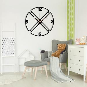 Horloge murale ronde en métal noir de luxe avec pièce décorative parfaite de style minimaliste unique pour les chambres et les halls de bureaux à domicile - Product Image 6