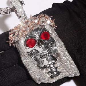 Cadena Cubana de Oro de Plata de Ley 925 Unisex, Estilo Hip Hop, con Incrustaciones de Moissanita VVS de Dos Tonos, Certificada por GRA, Joyería para Regalo de Halloween - Product Image 1