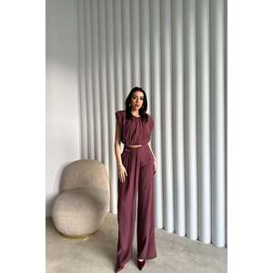 Conjunto de Blusa y Pantalones Modal Color Ciruela - Ciruela - Product Image 1