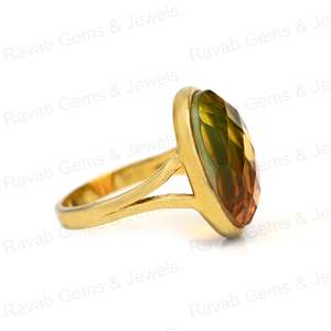 925 plata esterlina Bio Color turmalina anillo de Navidad para mujer 10x14mm forma ovalada bisel ajuste 18K oro rodio nuevos anillos finos - Product Image 2