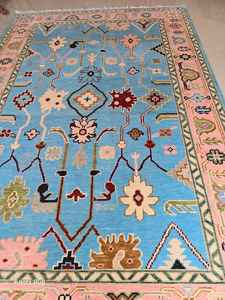 Tapis à nœuds noués à la main de haute qualité tapis d'intérieur à motif papillon en laine touffetée avec travail brodé pour le salon, la chambre à coucher - Product Image 4