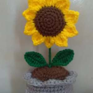 Ecológico para amor Crochet Art Sunflower Pot Artificial Flower Dashboard Home Decor Bonsai Plant Pot para Diwali Celebrati - Product Image 1