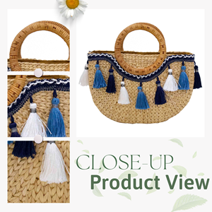 Hot-Selling Boho Vintage Beach Bag with Fringe Hyacinth <b>Tote</b> Bag-Summer <b>Raffia</b> Straw Bag Fashion Wholesale From Vietnam - Product Image 3