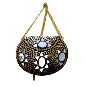 Monederos de metal de trabajo de mosaico de lujo de alta calidad de metal de latón para Niñas para exportación mundial del fabricante indio GC-BG-101 - Product Image 1
