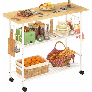 Isla de Cocina Moderna de 3 Niveles con Almacenamiento, Construcción de Metal y MDF, Fácil Instalación - Product Image 1